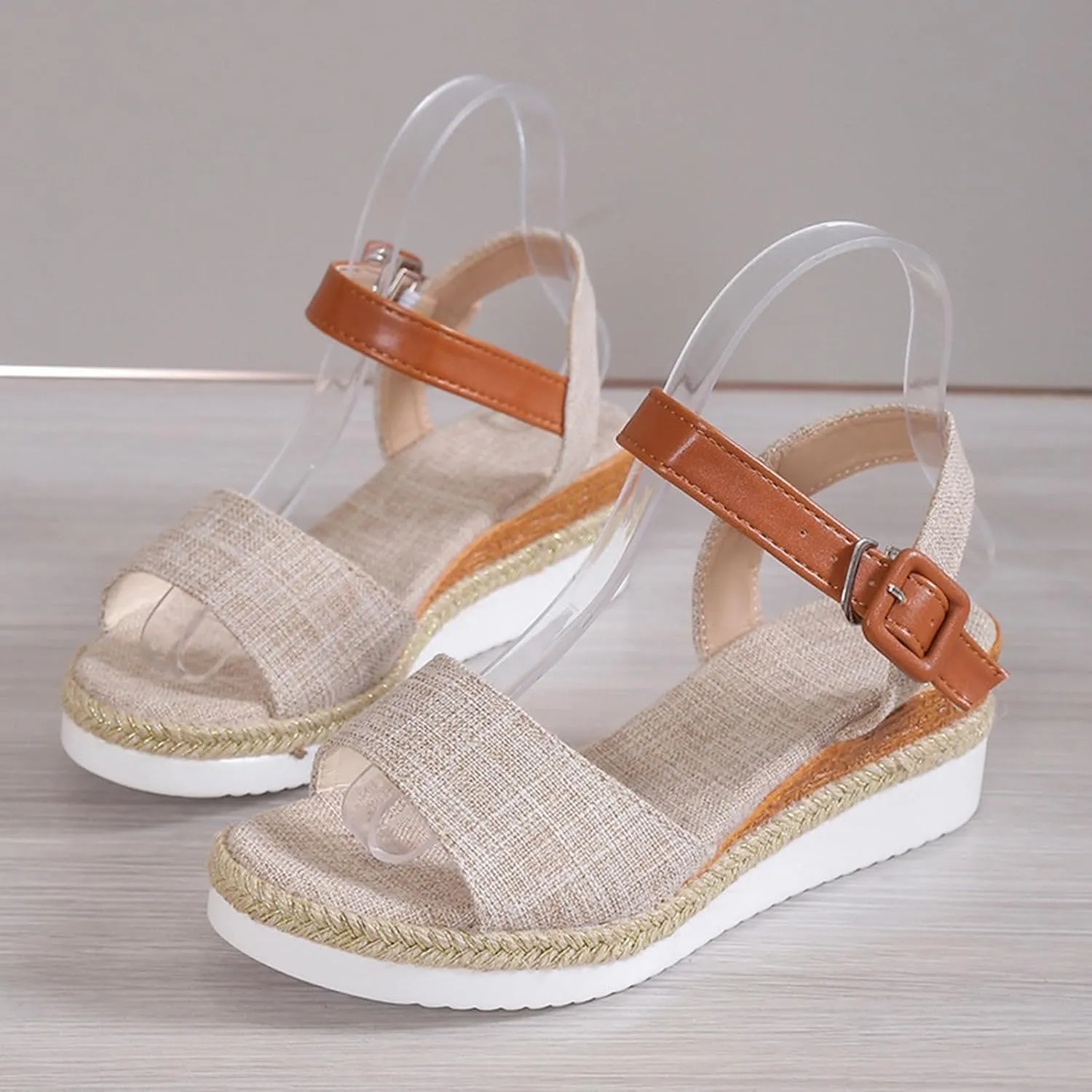 Orthopedic Sandals for Women Summer Platform Wedge Sandals Dressy Open Toe Ankle Strap Espadrilles Sandal, Casual Slip on Dress Shoes Beach Boho Comfortable Outdoor Shoes