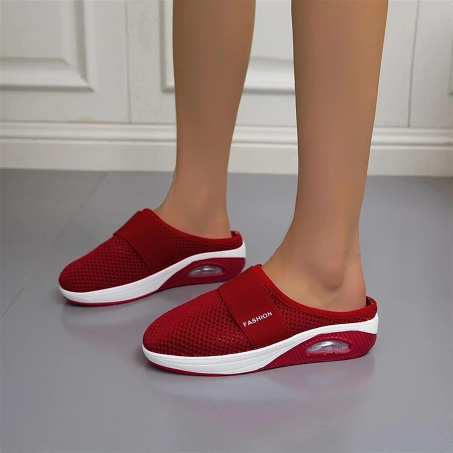Orthopedic Shoes for Women Air Cushion Slip-on Diabetic Walking Shoes Closed Toe Slippers Breathable Wedge Platform Slipper with Arch Support
