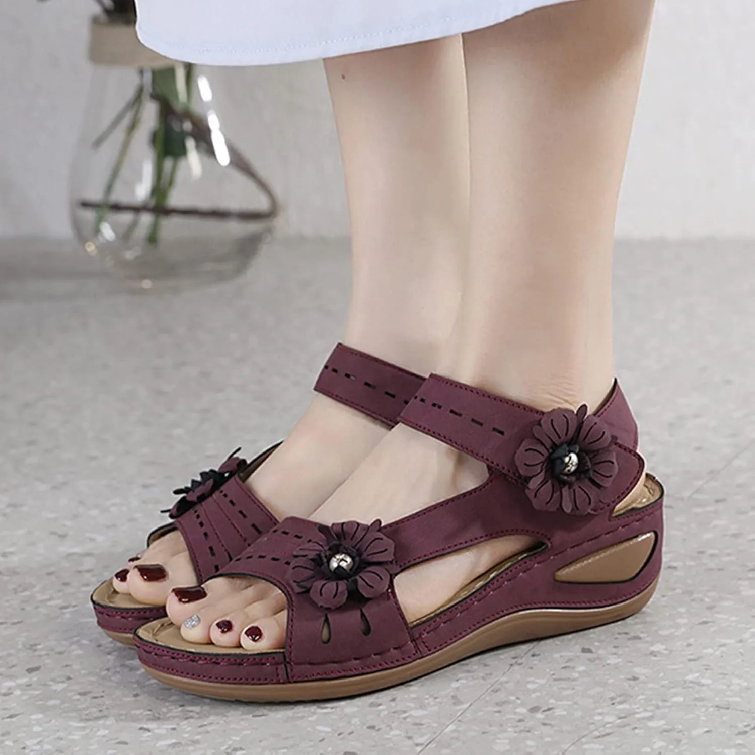 Orthopedic Slippers for Women 6 Wide All Black Orthopedic Shoes for Women Heeled Sandals for Women Arch Support Ladies Leather Sandals Plantar Fasciitis Sandals Closed Toe Black Shoes Women Dressy