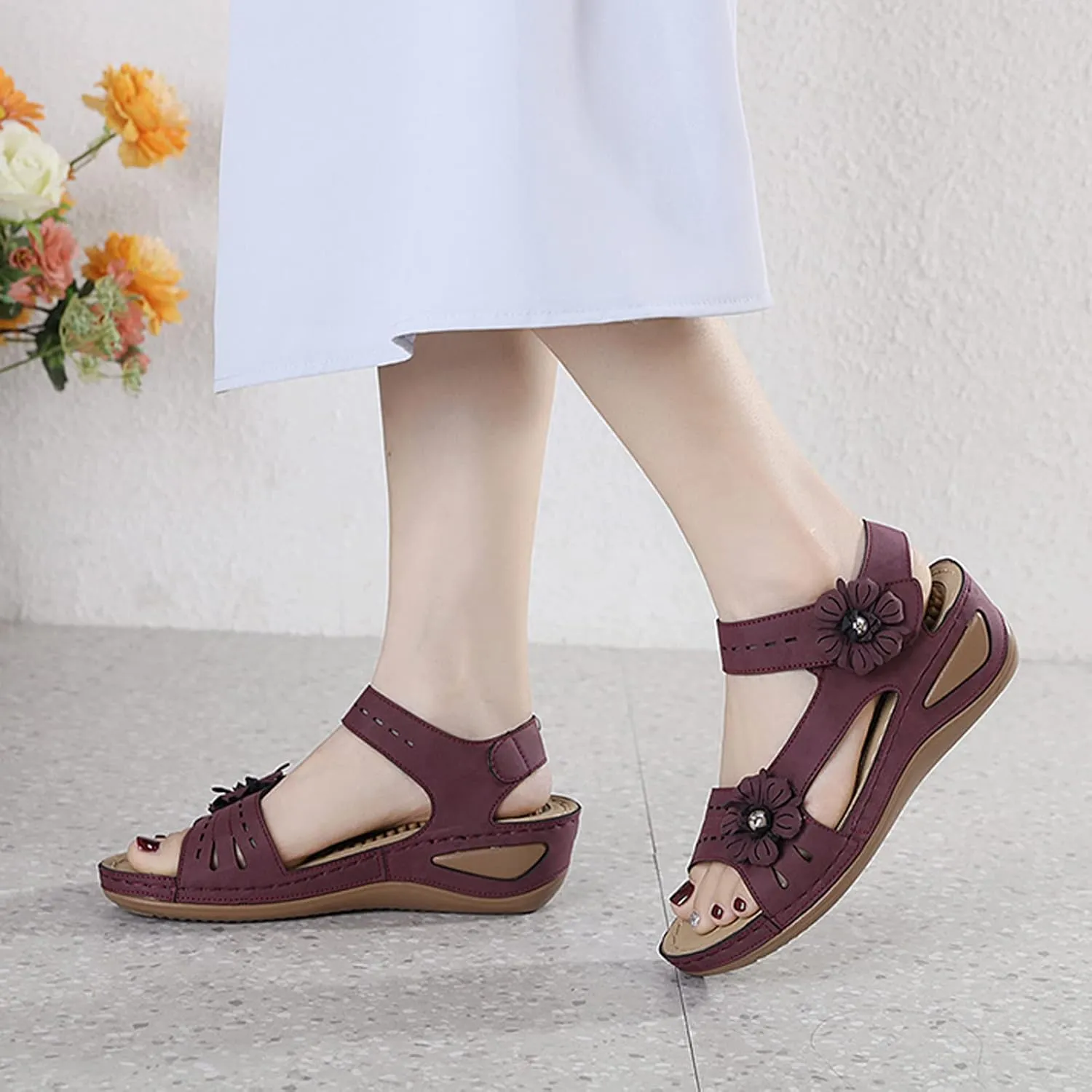 Orthopedic Slippers for Women 6 Wide All Black Orthopedic Shoes for Women Heeled Sandals for Women Arch Support Ladies Leather Sandals Plantar Fasciitis Sandals Closed Toe Black Shoes Women Dressy