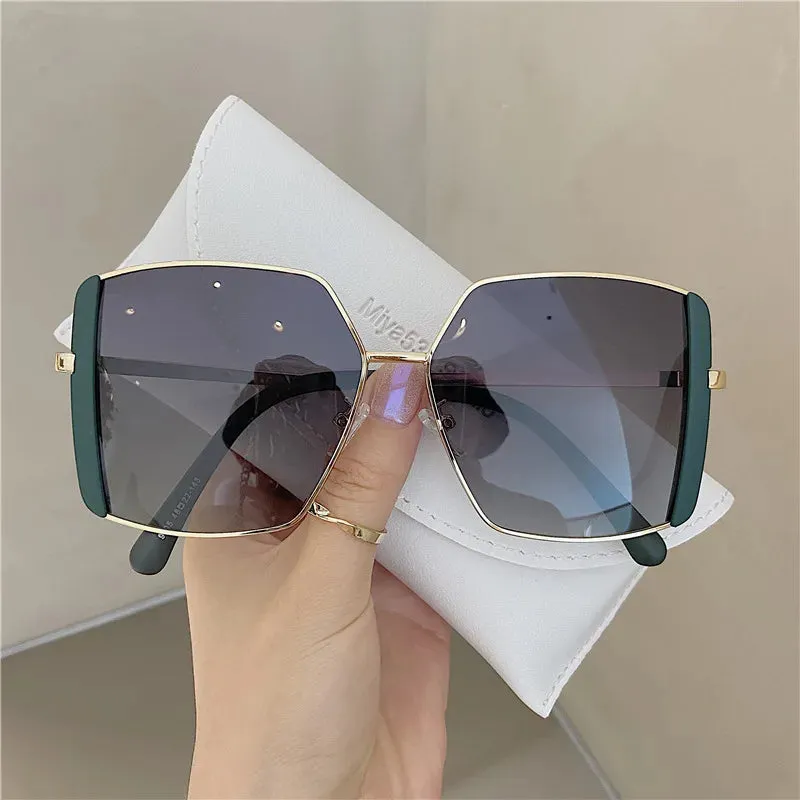 Oversized New Fashion Classic Woman Large Vintage Frame Sun Square Sunglasses