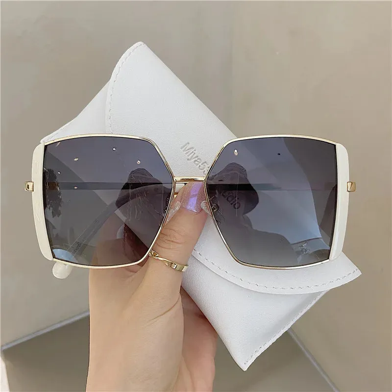 Oversized New Fashion Classic Woman Large Vintage Frame Sun Square Sunglasses