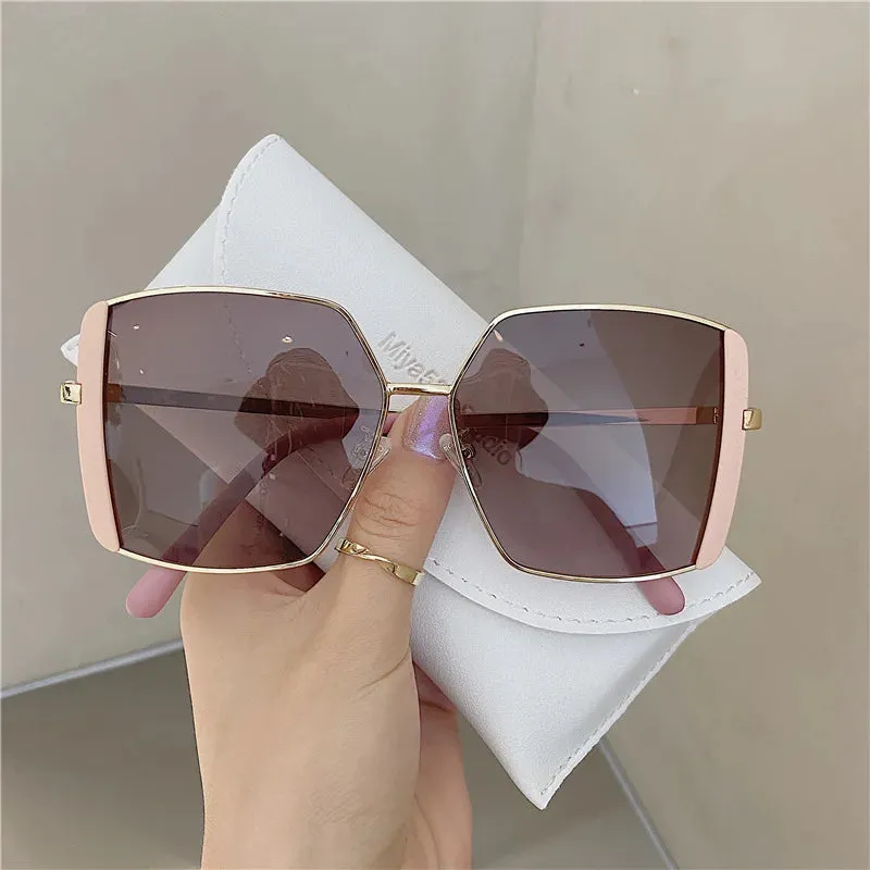 Oversized New Fashion Classic Woman Large Vintage Frame Sun Square Sunglasses