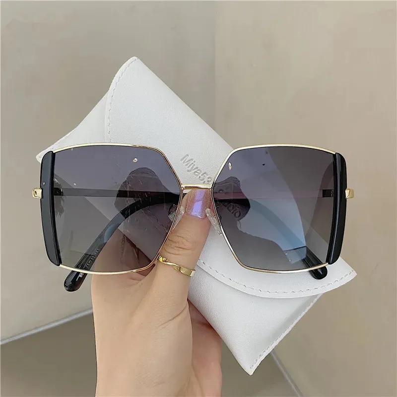 Oversized New Fashion Classic Woman Large Vintage Frame Sun Square Sunglasses