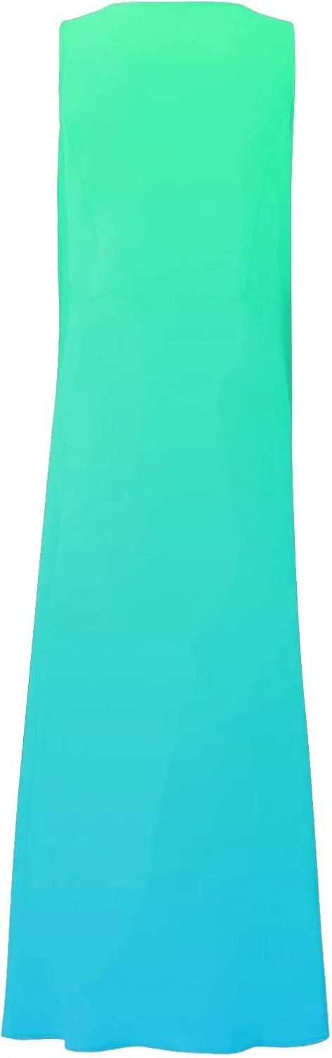 Plus Size Summer Dresses U Neck Sleeveless Sundress A-Line Floral Print Boho Dress Casual Beach Dress with Pockets