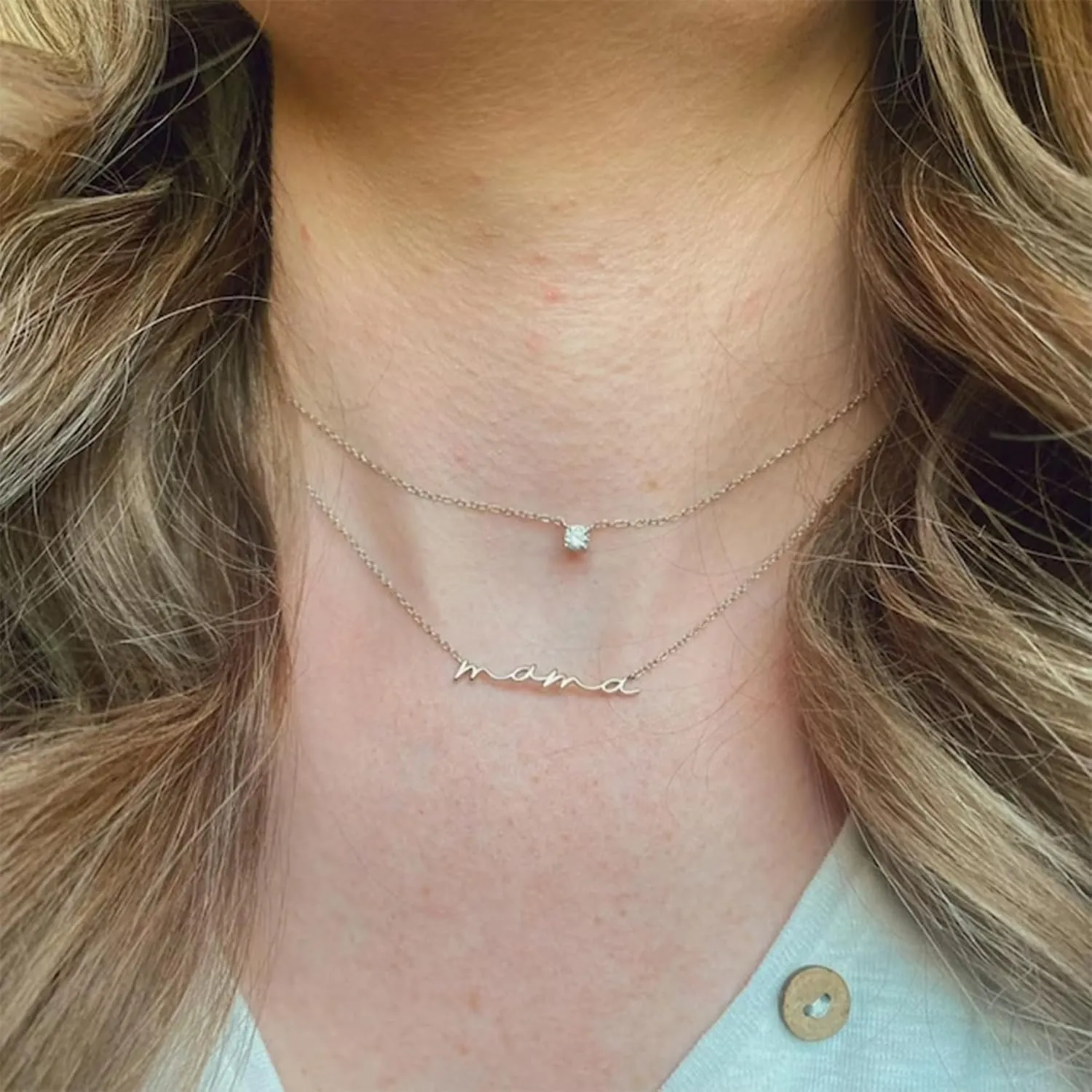 PRETOLE Mama Necklaces for Women, New Mom Necklaces for Women Adjustable Mama Layered Necklaces Hypoallergenic Thin Stacked Necklace for Mother's Day Birthday Gift