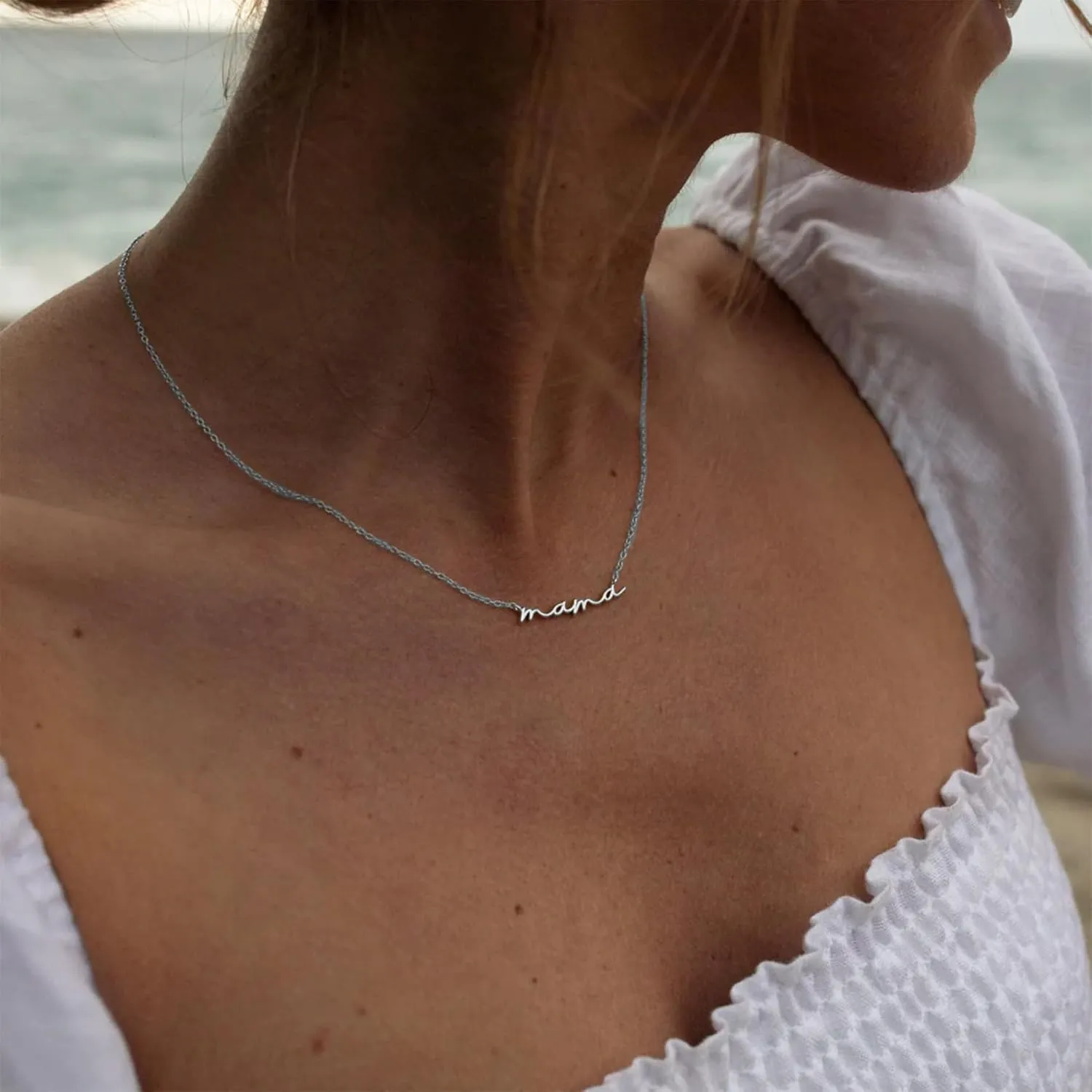 PRETOLE Mama Necklaces for Women, New Mom Necklaces for Women Adjustable Mama Layered Necklaces Hypoallergenic Thin Stacked Necklace for Mother's Day Birthday Gift