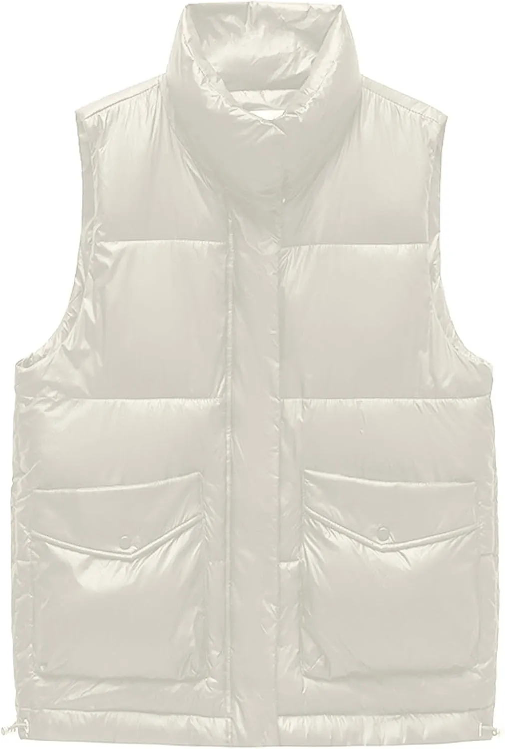 Puffer Vest Women Sleeveless Winter Cropped Down Coats Thickened Outerwear Warm Stand-up Collar Down Vests with Pockets
