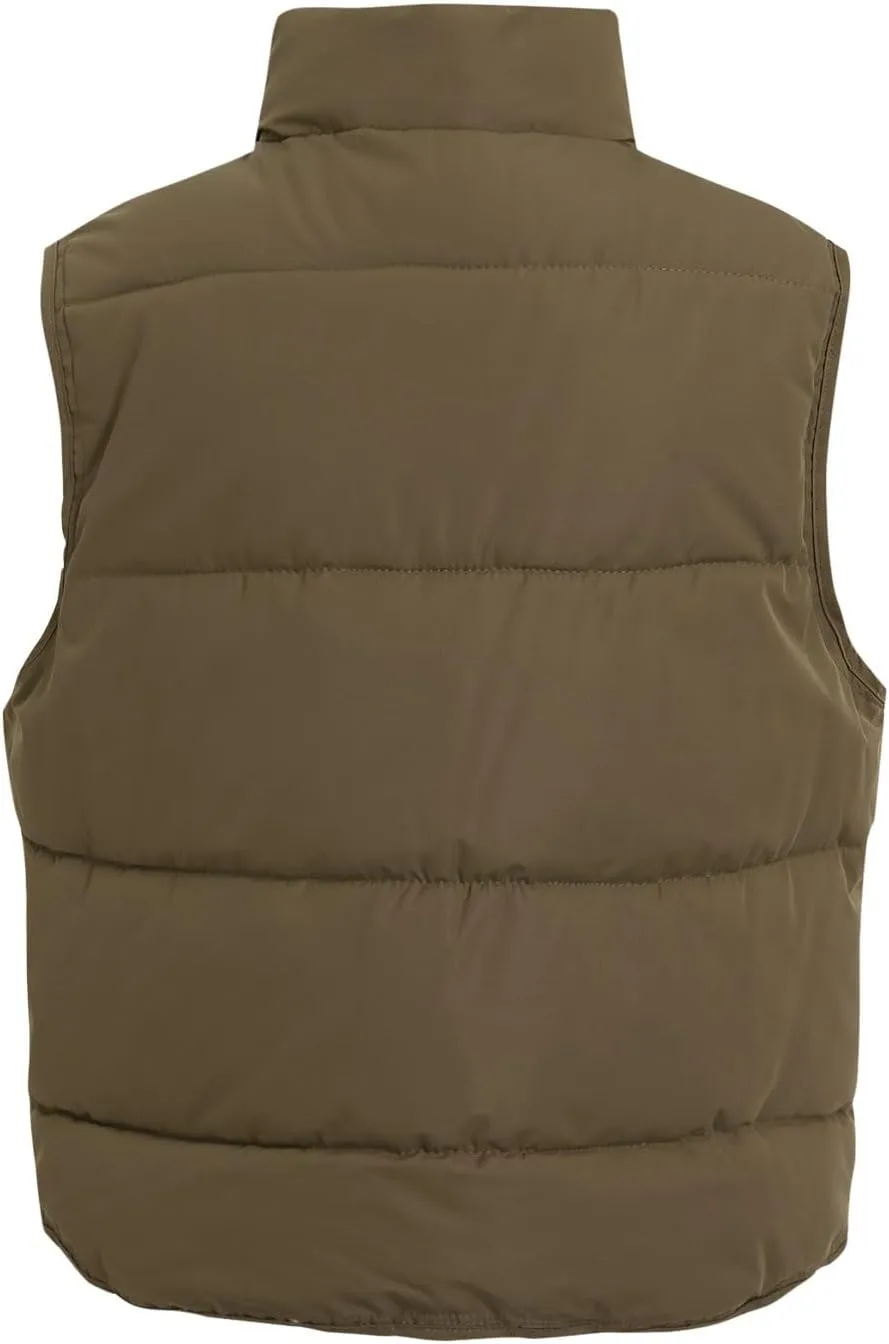 Puffer Vest Women Sleeveless Winter Zip Up Outerwear Warm Puffer Lightweight Stand-up Collar Down Vests with Pocket