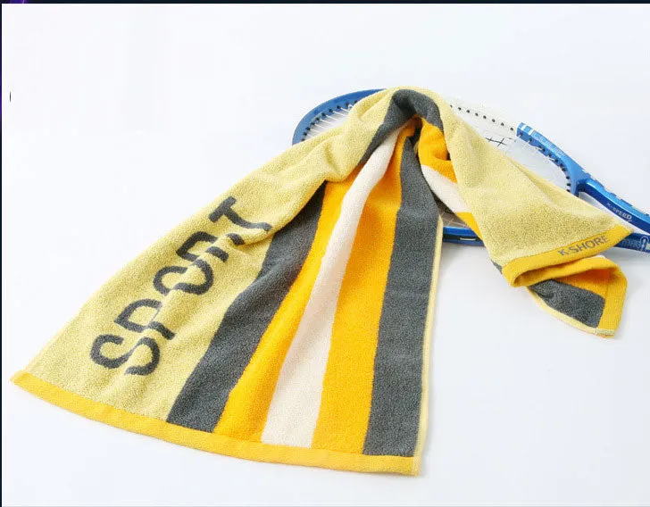 Pure Cotton Fashion Sports Towel 95*40 Cotton Extra Thick Striped Towel 147g
