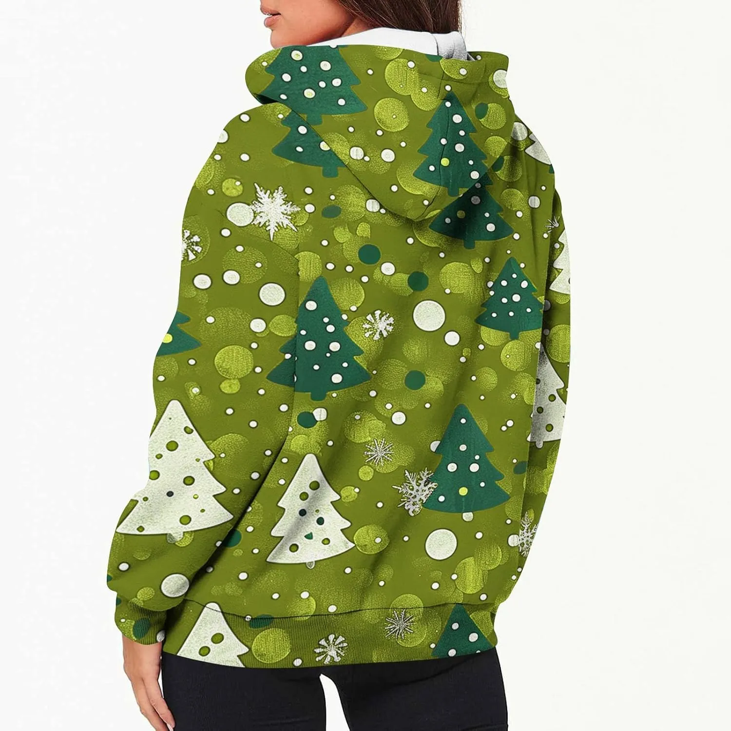 Quilted Jackets for Women Casual Christmas Print Winter Coats Full Zip Hoodies Long Sleeve Sweatshirt with Pockets