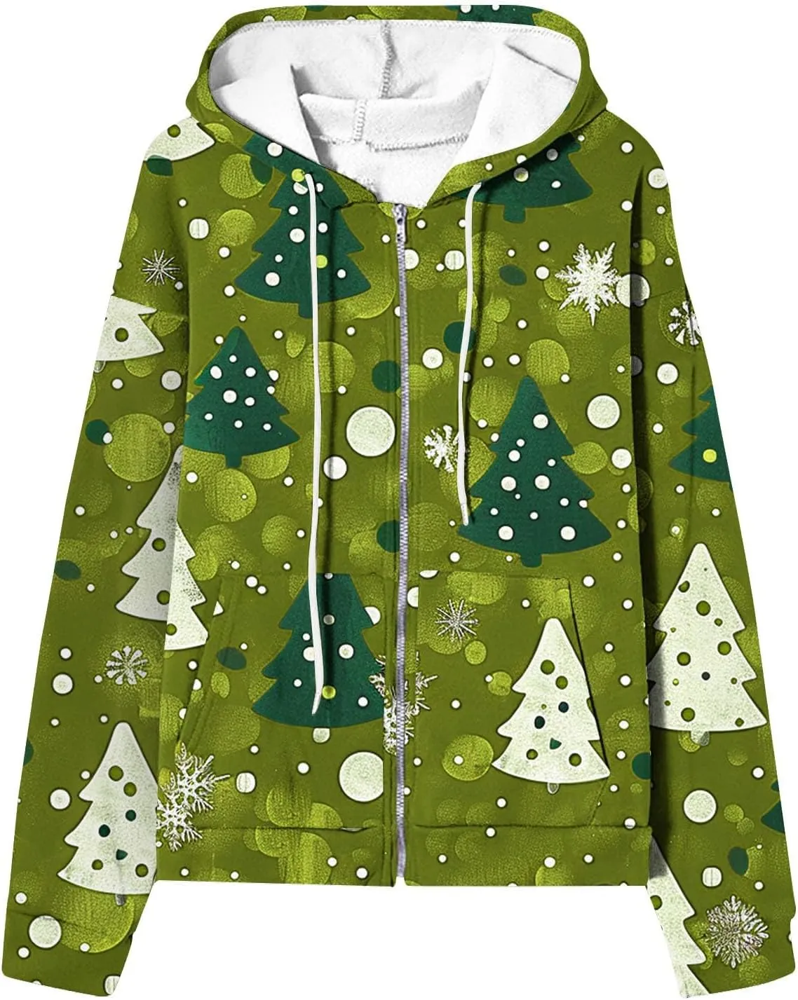 Quilted Jackets for Women Casual Christmas Print Winter Coats Full Zip Hoodies Long Sleeve Sweatshirt with Pockets