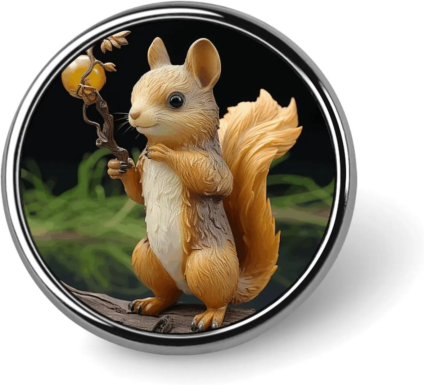 Resin Squirrel Round Lapel Pins for Men Women Metal Button Pin Fashion Personalized Brooch Pins for Men Suits Cute Brooch Badge for Backpack Clothing Hat Bag Decoration