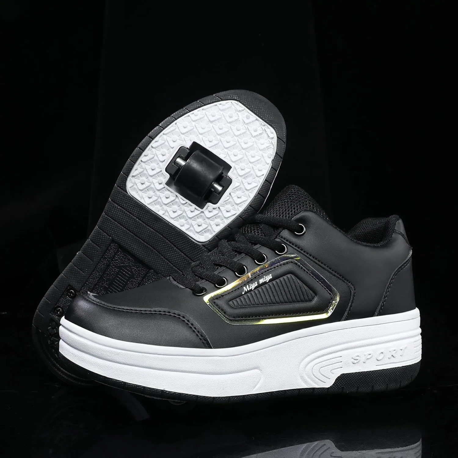 Roller Skate Shoes, Roller Skates Shoes with Wheels, Skateboard Shoes, Inline Skate, Adjustable Women's Shoes with Wheels for Girls, Running Skateboard, Inline Roller Skates, Black-32 EU