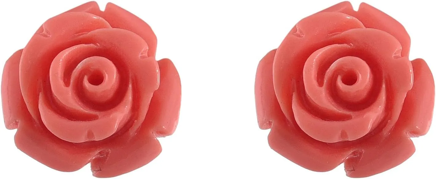 Rose Flower Statement Earrings, Resin Stud Earrings with 925 Sterling Silver, Pink Color Resin Flower Studs, Medium Size Resin Flower Studs, Best Friends, Studs earring