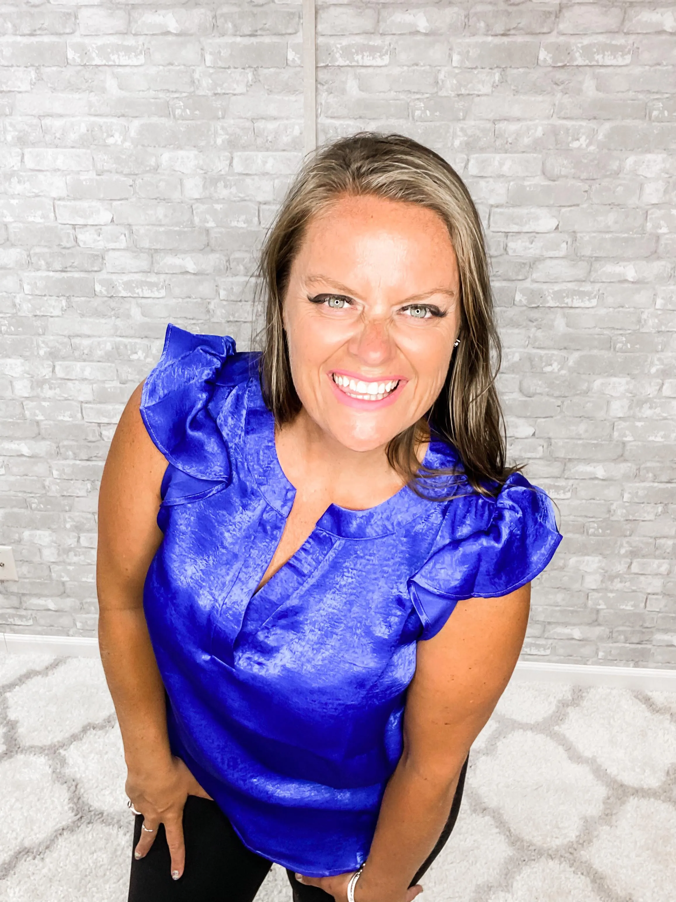 Royal Blue Flutter Sleeve Top