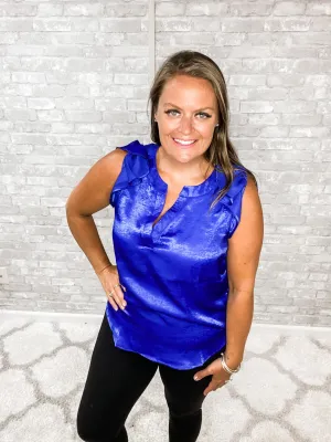 Royal Blue Flutter Sleeve Top
