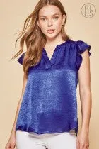 Royal Blue Flutter Sleeve Top