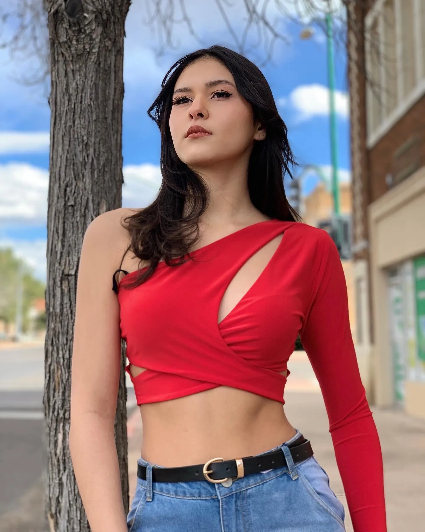 Sexy Long One Sleeve Crop Top