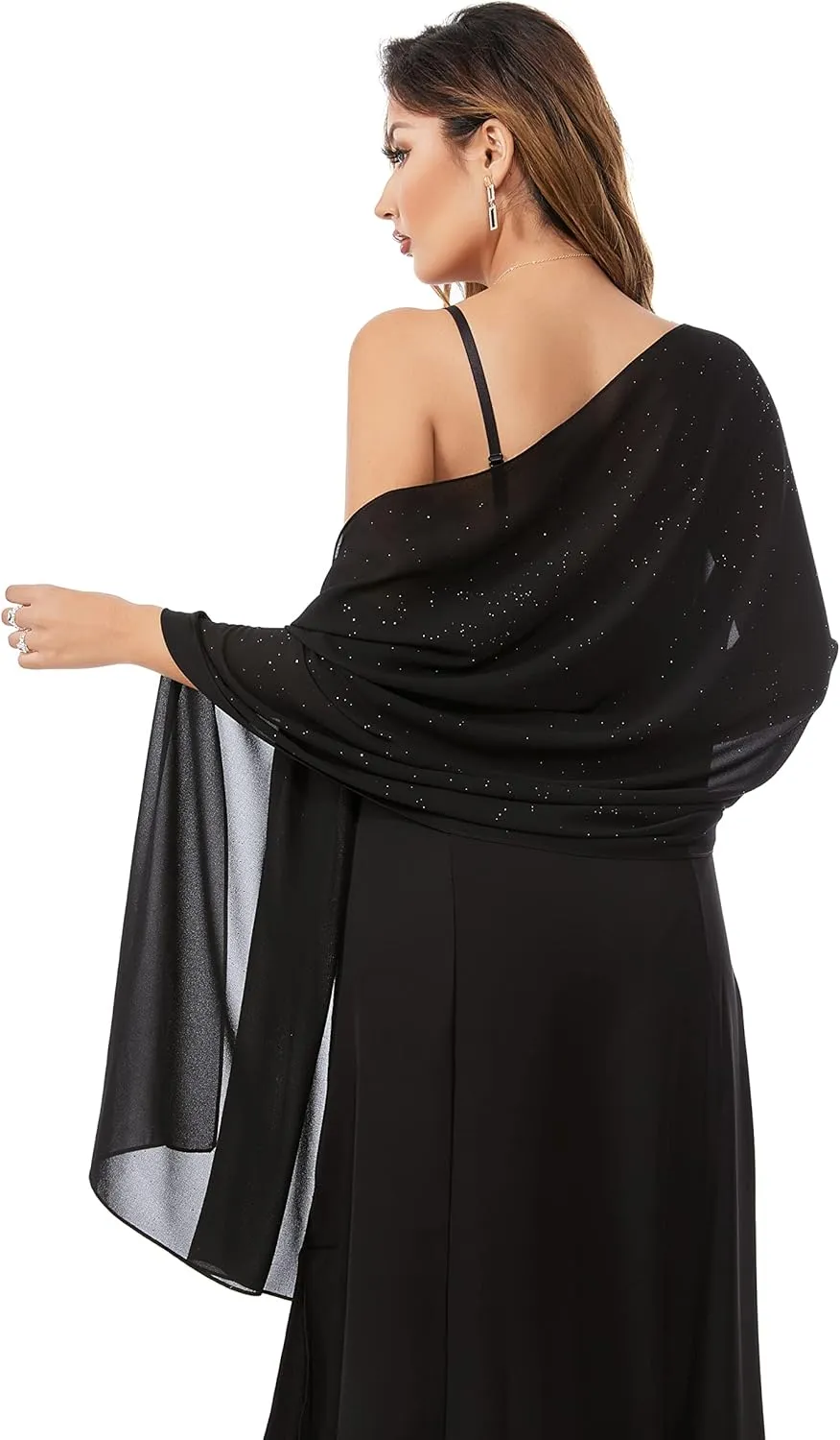 Shawls and Wraps for Evening Dresses Sheer Chiffon Women Elegant Soft Silky Sparkly Wedding Bridal Scarf