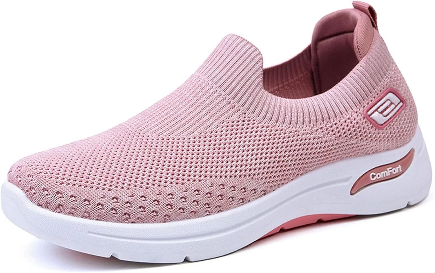 Slip On Orthopedic Sneakers for Women Breathable Mesh Woven Low Top Walking Shoes Wide Width Soft Sole Arch Support Shoe Comfy Work Walking Shoes Lightweight Tennis Sneaker
