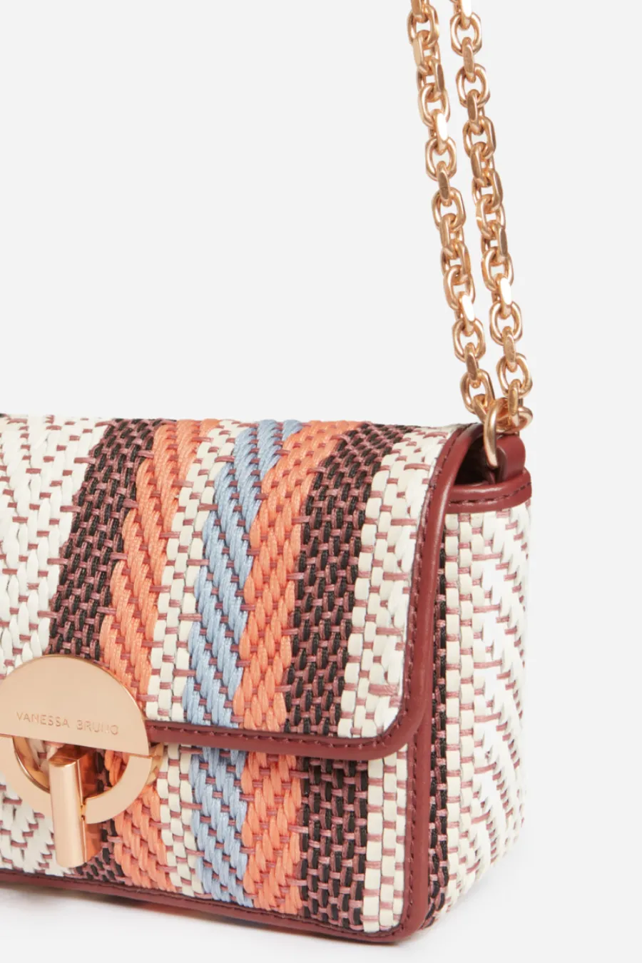 Small Braided Leather Moon Bag Multicoloured