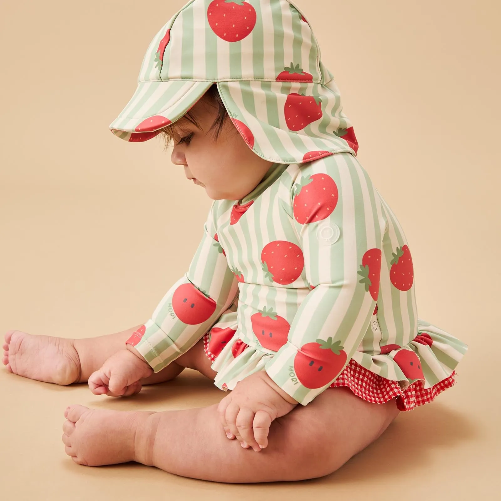 Strawberry Frilled Sunsafe Swimsuit & Hat
