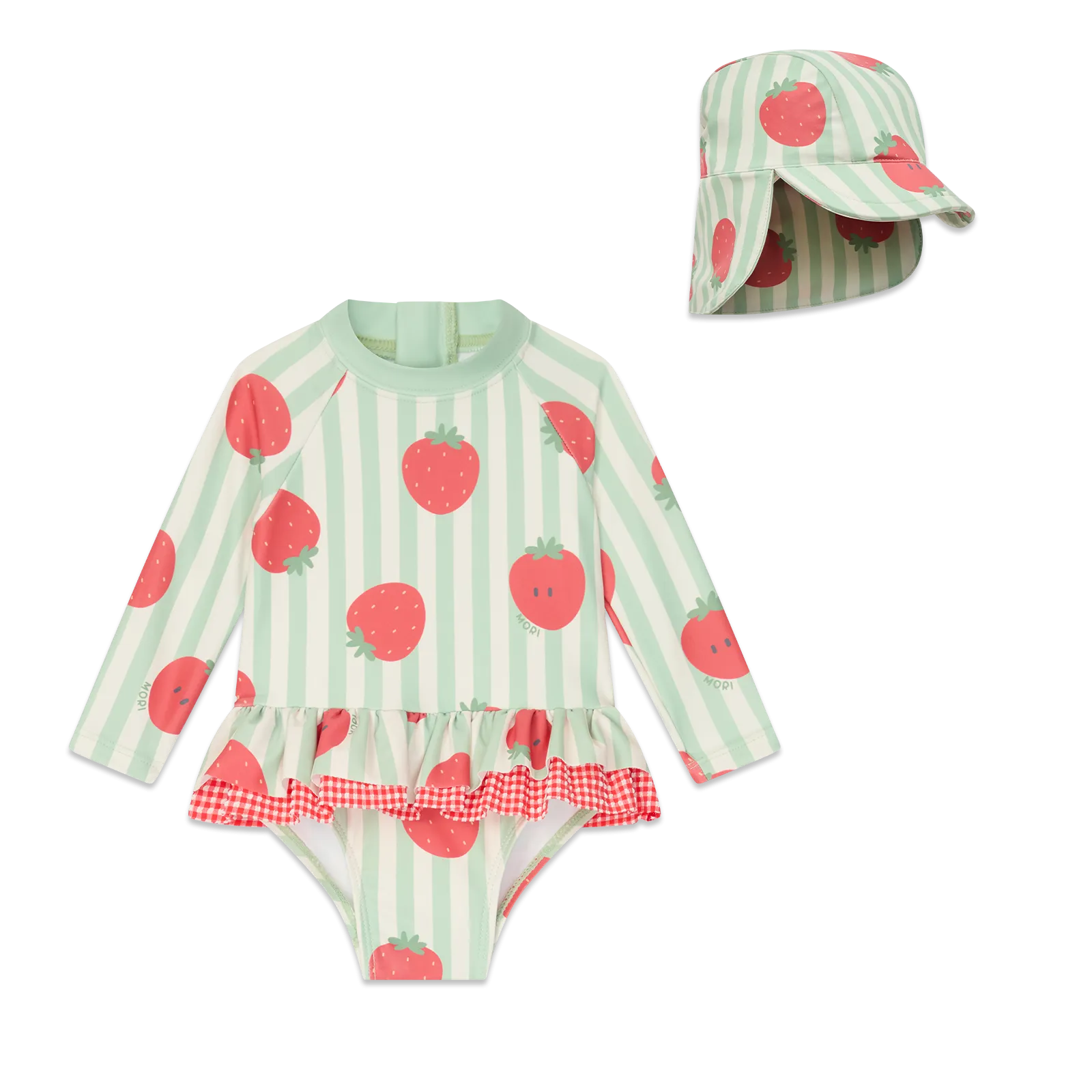 Strawberry Frilled Sunsafe Swimsuit & Hat