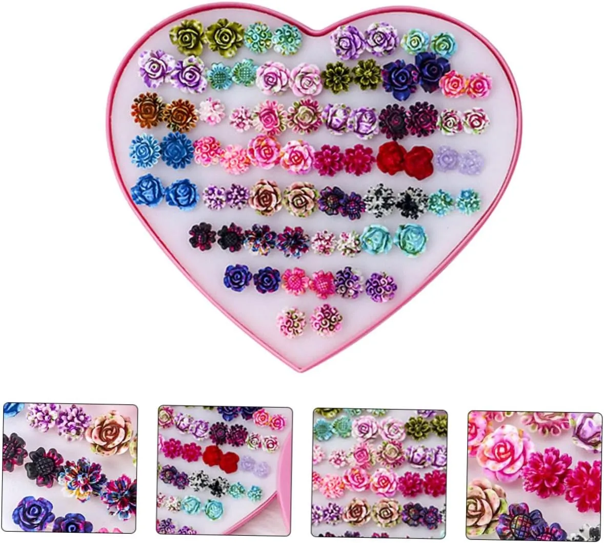 Stylish Resin Flower Stud Earrings Earring Sets for Women Fashionable Earbob Resin Ear Jewelry