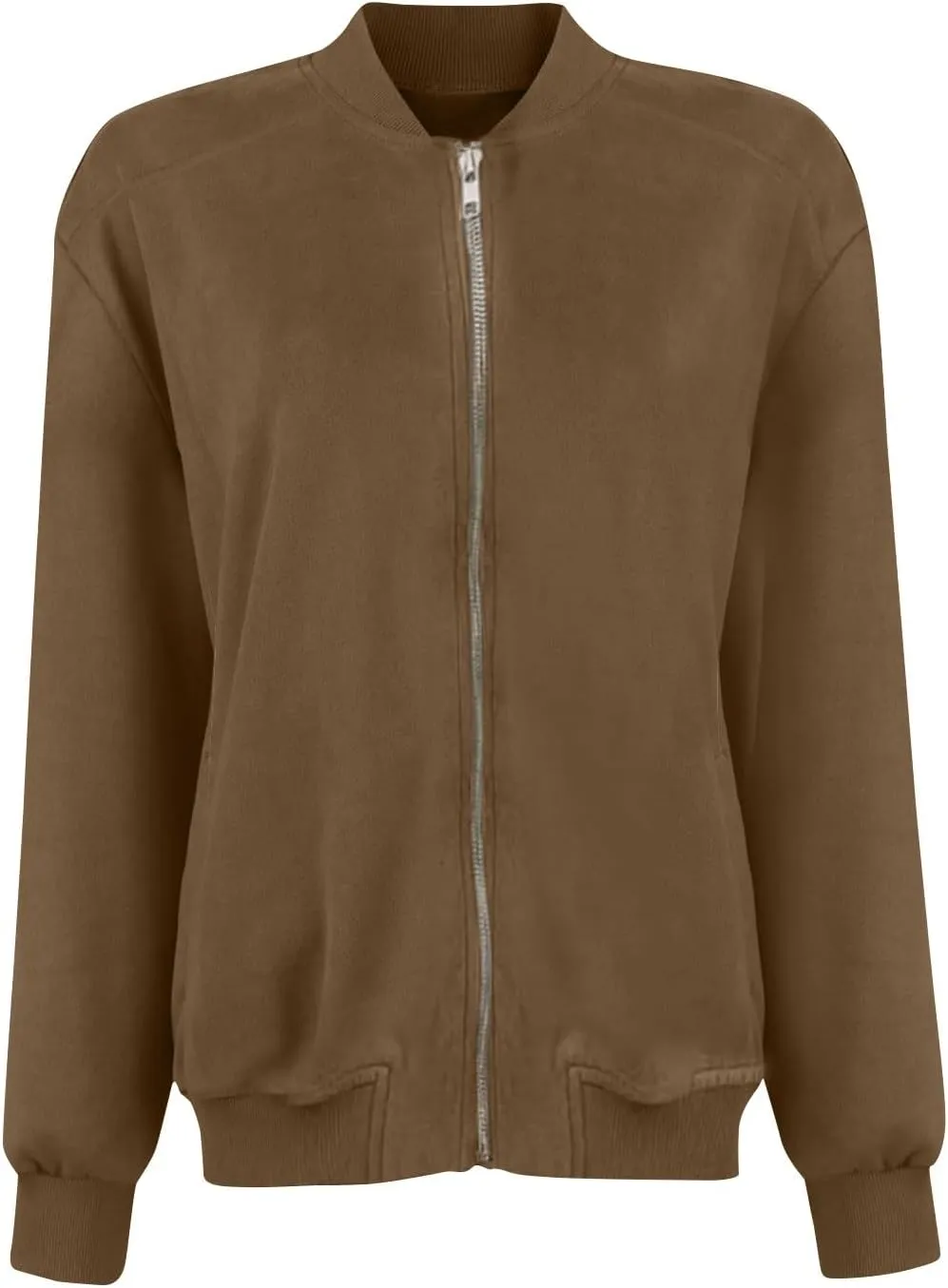 Suede Jackets for Women 2024 Comfy Cropped Zip Up Jackets Trendy Faux Leather Casual Jacket Outwear with Pockets