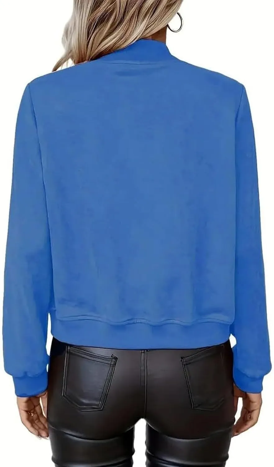 Suede Jackets for Women 2024 Comfy Cropped Zip Up Jackets Trendy Faux Leather Casual Jacket Outwear with Pockets