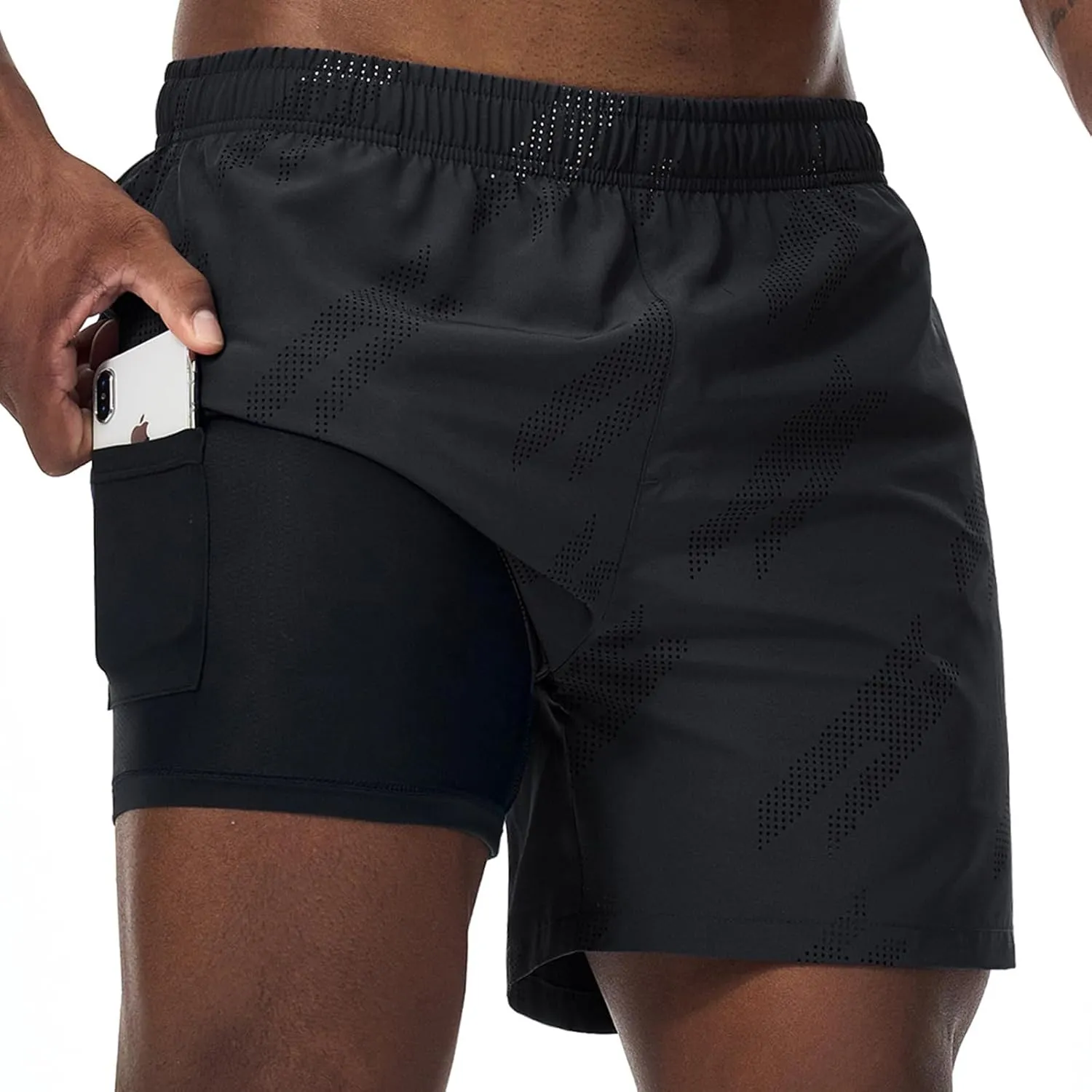 Surenow Mens Running Shorts Quick Dry Athletic Shorts Workout Gym Shorts Outdoor Sports Shorts for Men with Liner Training