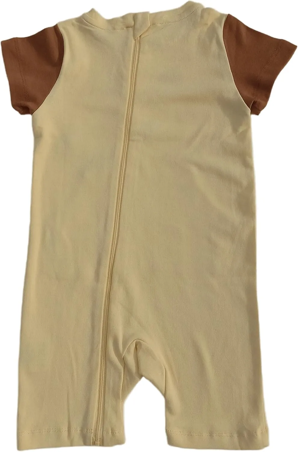 Terrible 2's One-Piece Toddler Bear Romper with a Back Zipper in Yellow/Brown