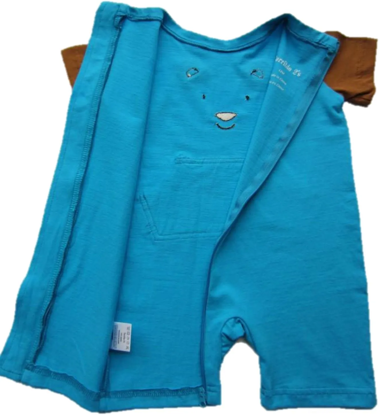 Terrible 2's Strip Free One-Piece Bear Romper with a Back Zipper in Blue/Brown