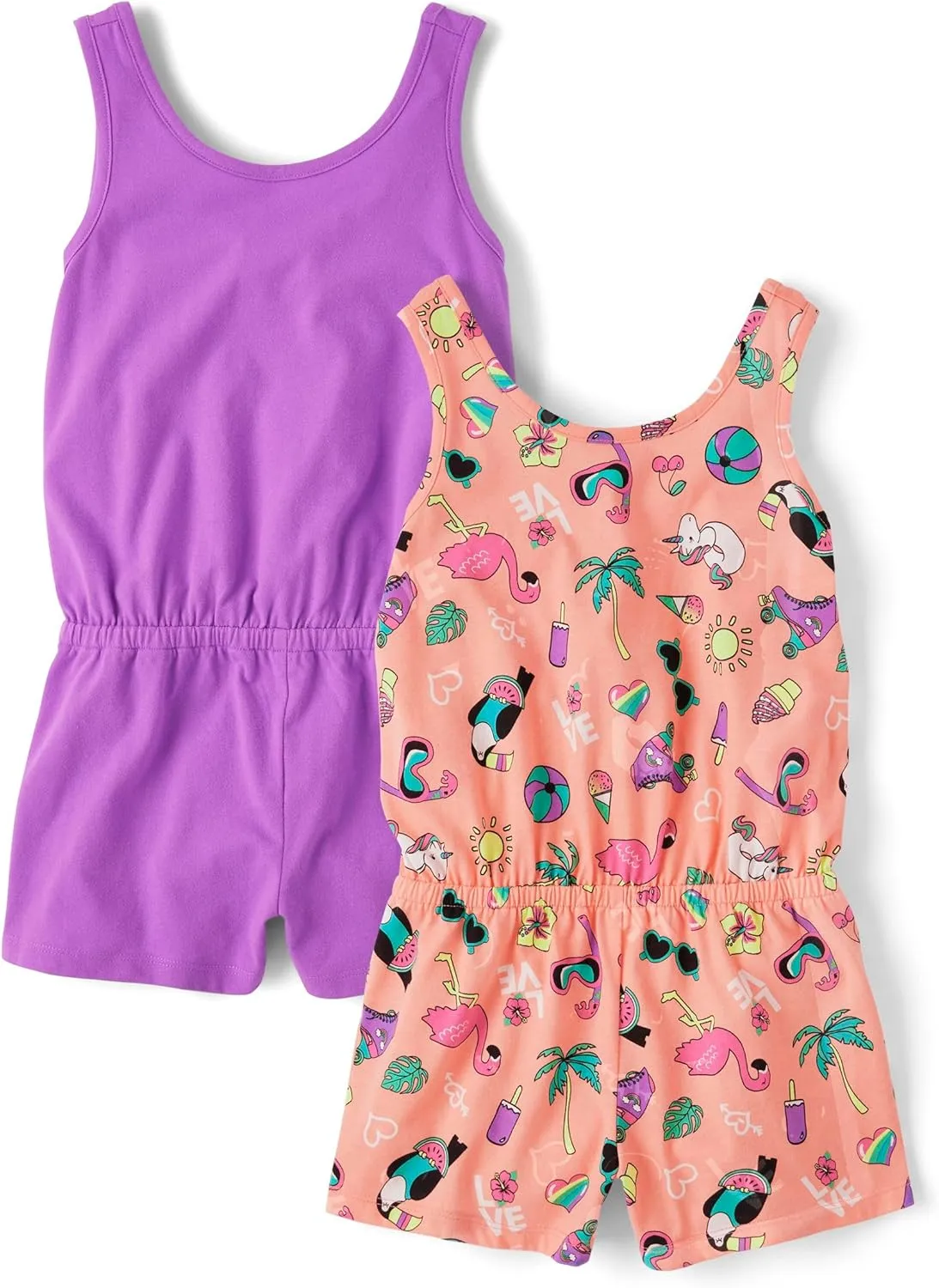 The Children's Place girls Short Sleeve Rompers