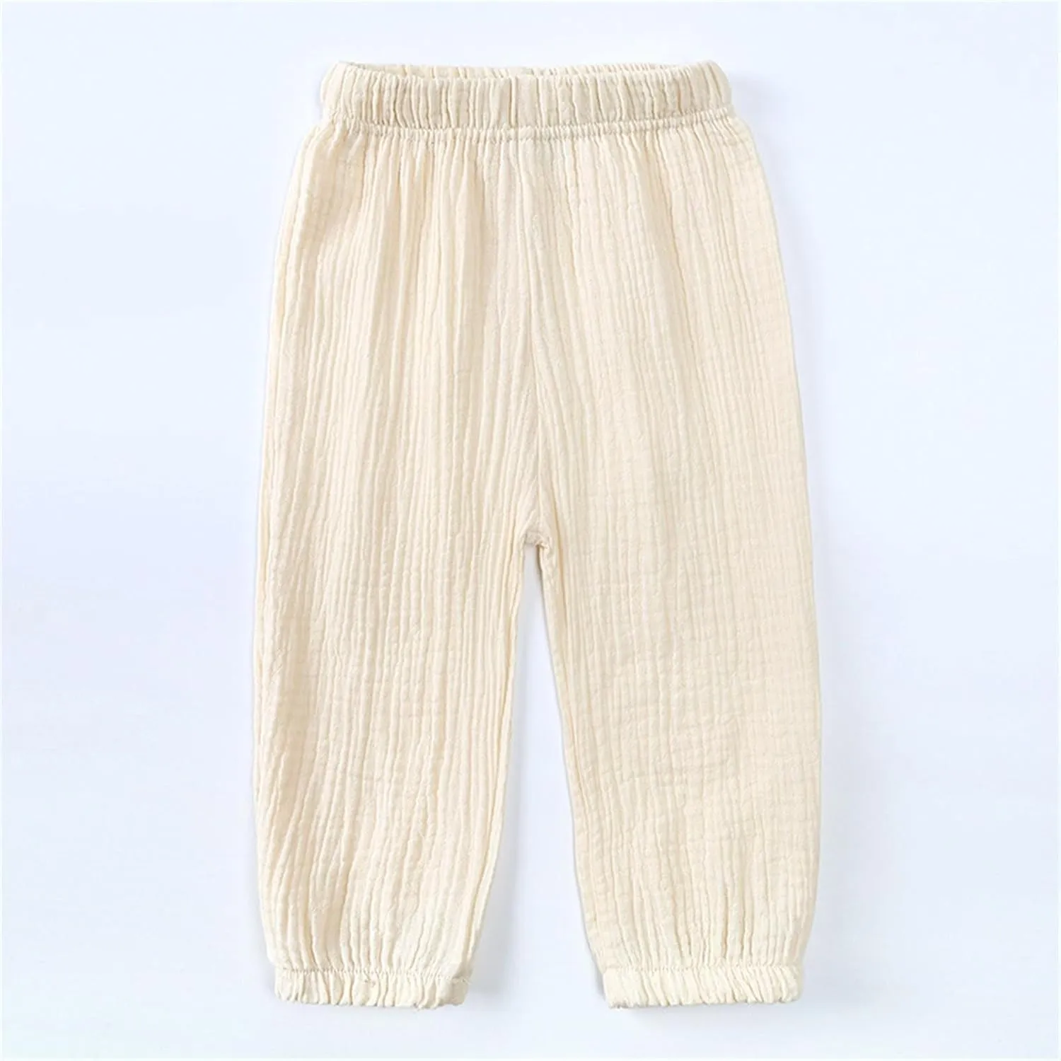 Toddler Girls Cotton linen loomers Harem Pants Basic Plain Trousers Lightweight Elastic Waist Long Pants