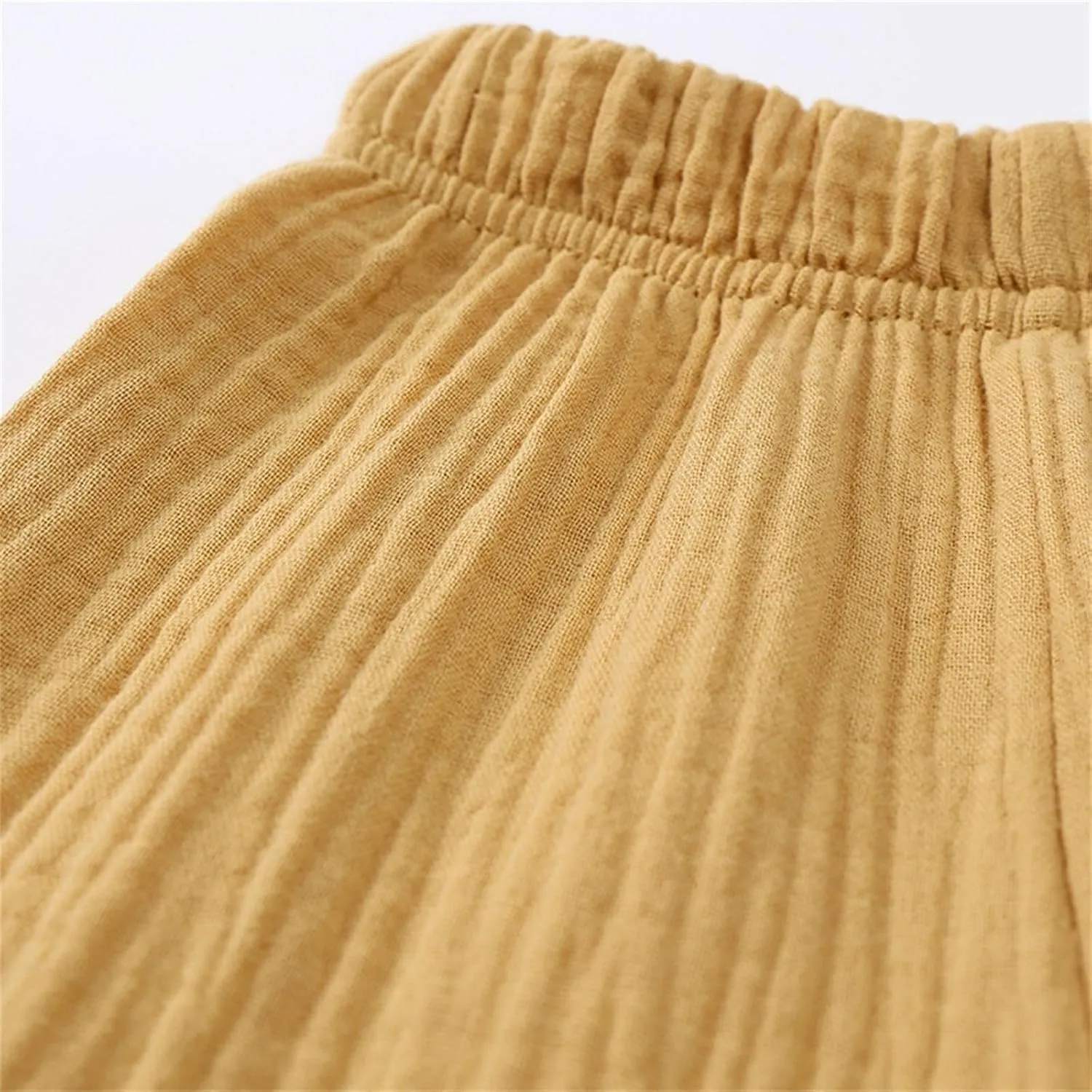 Toddler Girls Cotton linen loomers Harem Pants Basic Plain Trousers Lightweight Elastic Waist Long Pants