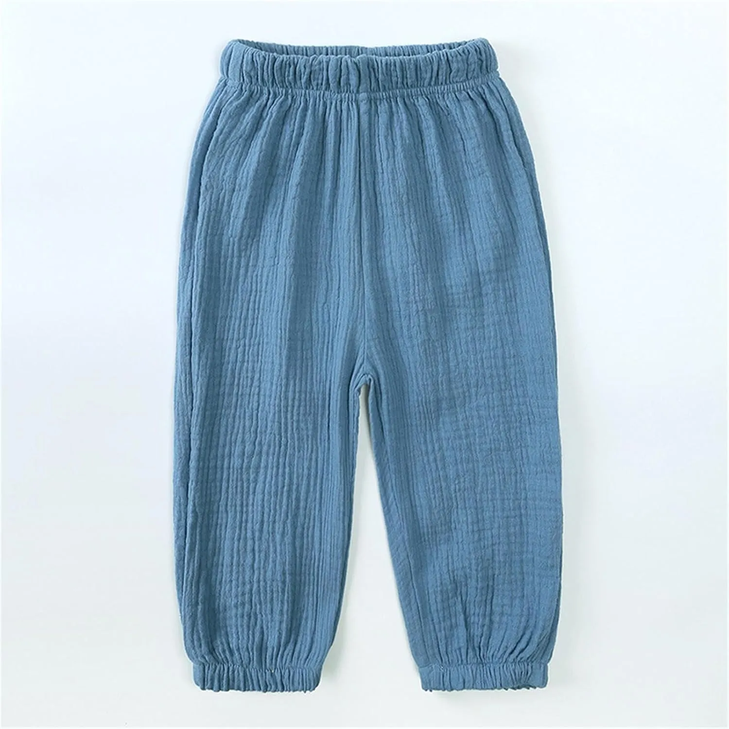 Toddler Girls Cotton linen loomers Harem Pants Basic Plain Trousers Lightweight Elastic Waist Long Pants