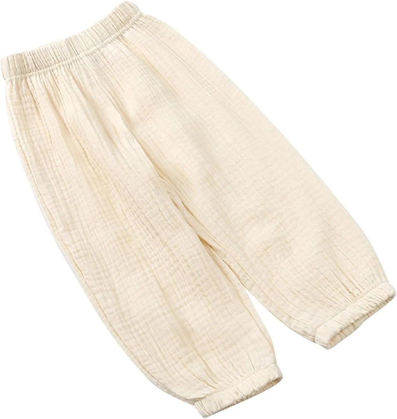 Toddler Girls Cotton linen loomers Harem Pants Basic Plain Trousers Lightweight Elastic Waist Long Pants