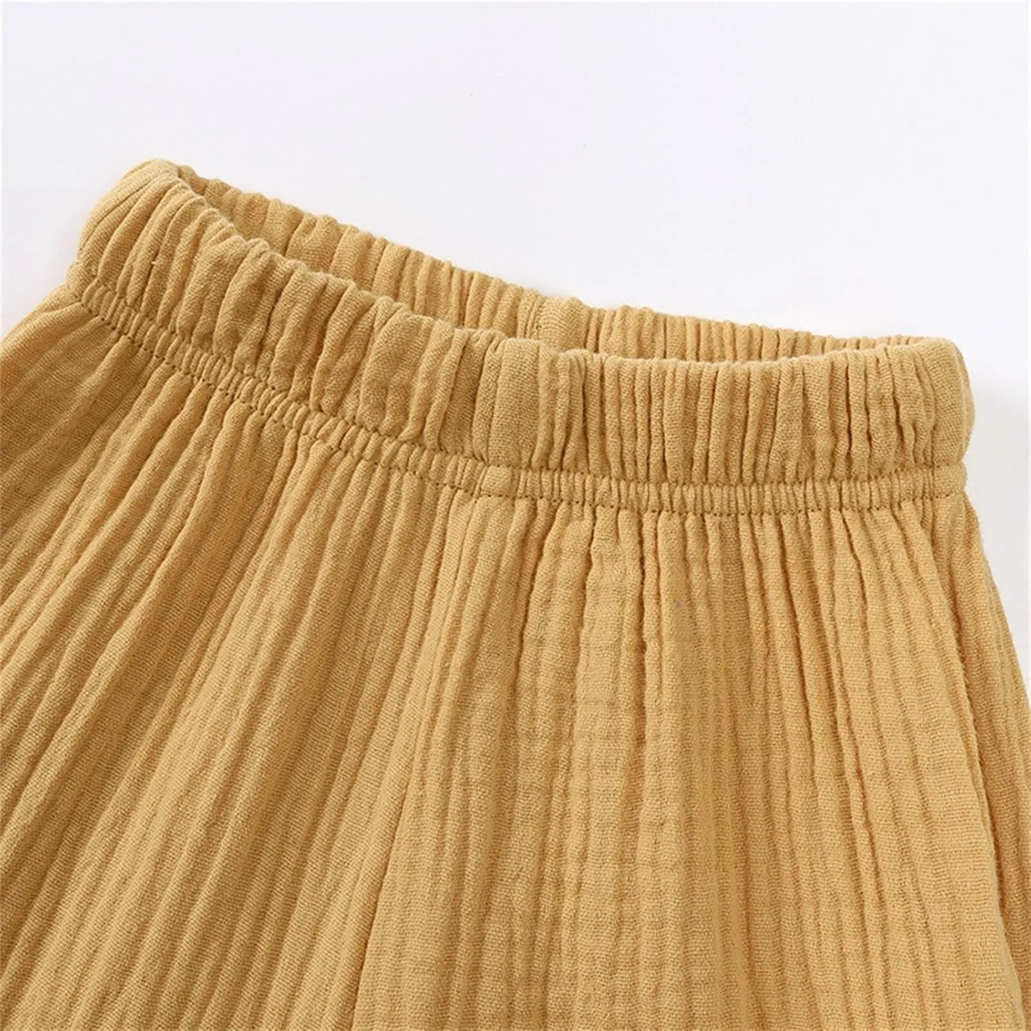 Toddler Girls Cotton linen loomers Harem Pants Basic Plain Trousers Lightweight Elastic Waist Long Pants