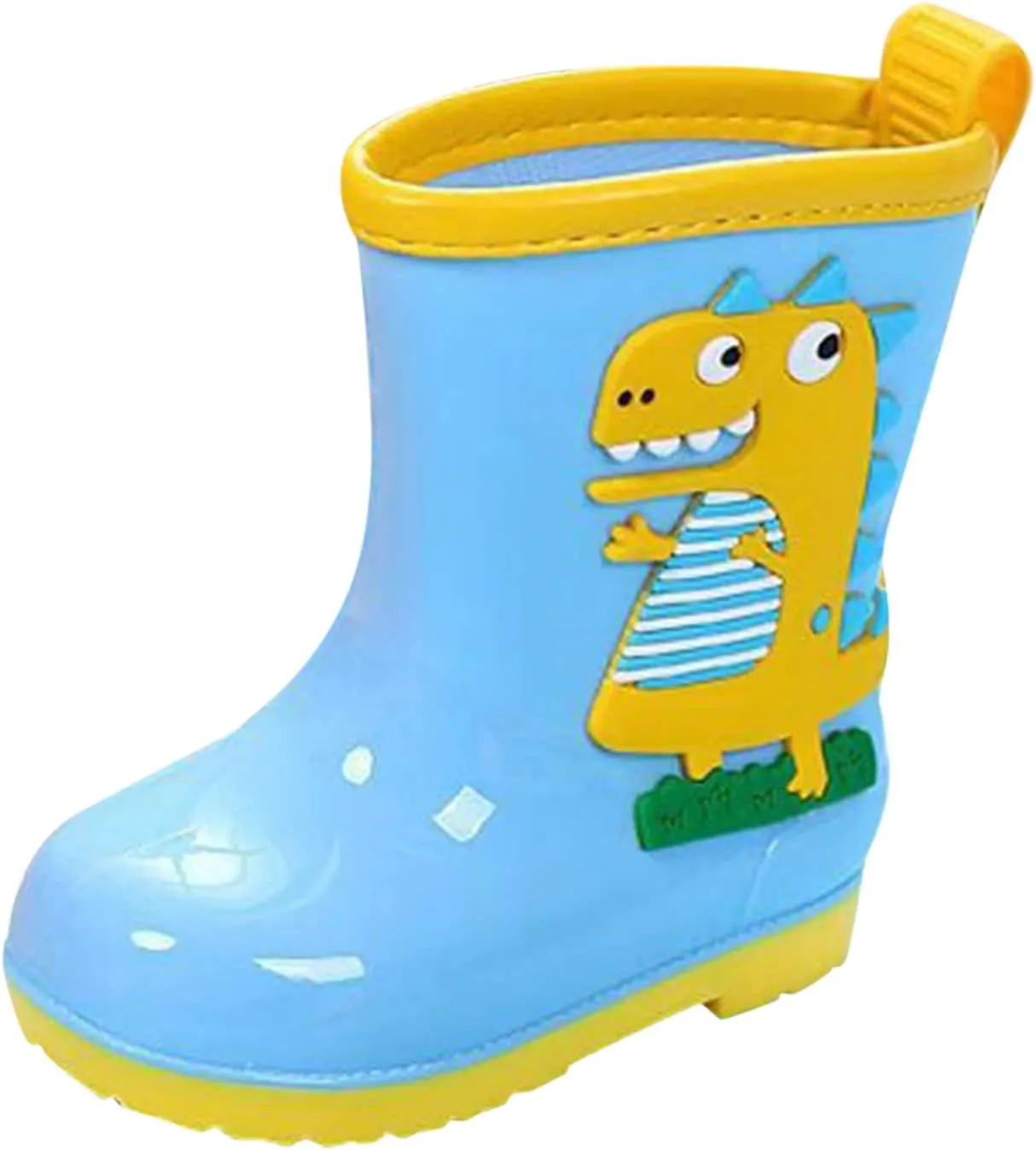 Toddler Kids Waterproof Rain Boots Cartoon Infant Boys Girls PVC Rain Boots Waterproof Snow Booths for (Blue, 6-7 Years)
