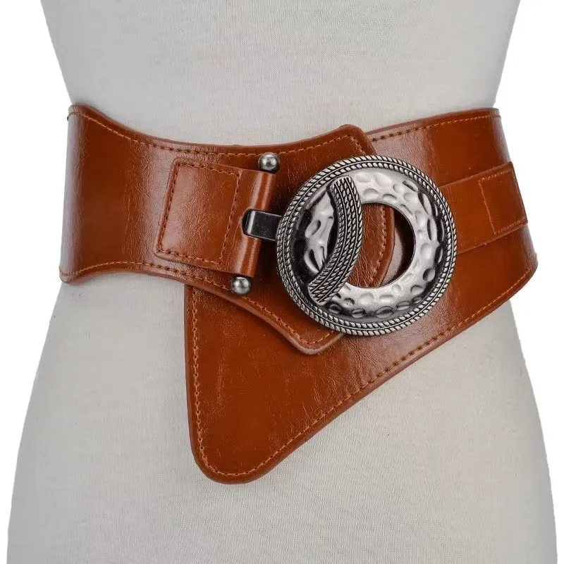 TrendyTie Chic Alloy-Buckle Slim PU Waistband