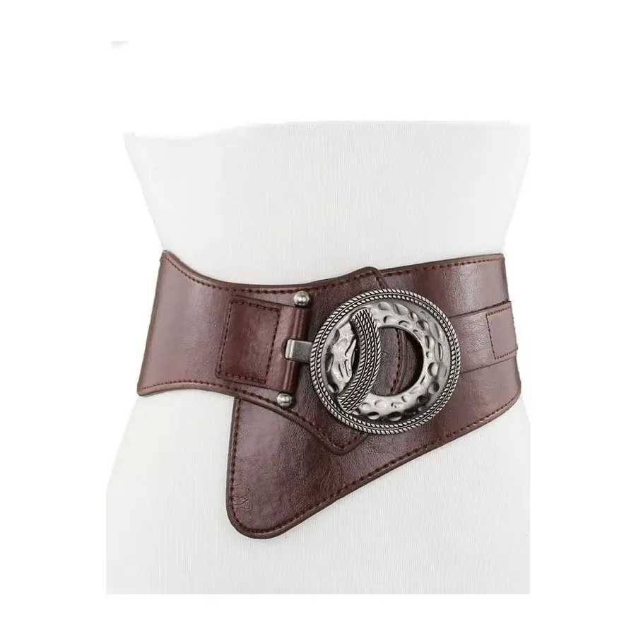 TrendyTie Chic Alloy-Buckle Slim PU Waistband