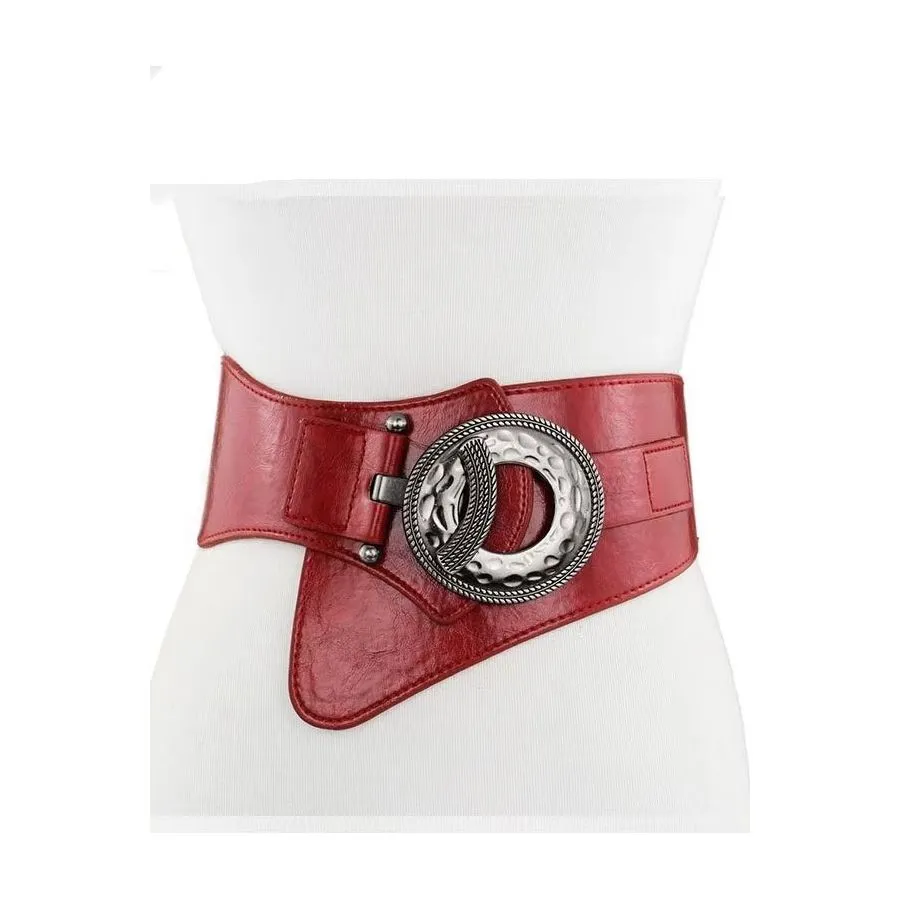 TrendyTie Chic Alloy-Buckle Slim PU Waistband