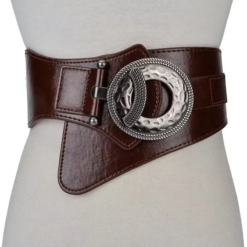 TrendyTie Chic Alloy-Buckle Slim PU Waistband