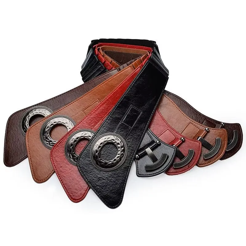 TrendyTie Chic Alloy-Buckle Slim PU Waistband