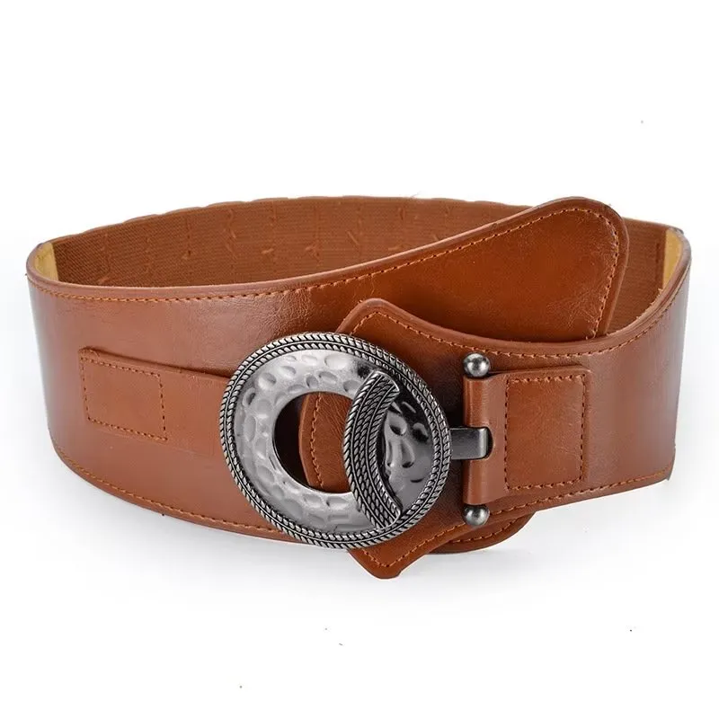 TrendyTie Chic Alloy-Buckle Slim PU Waistband
