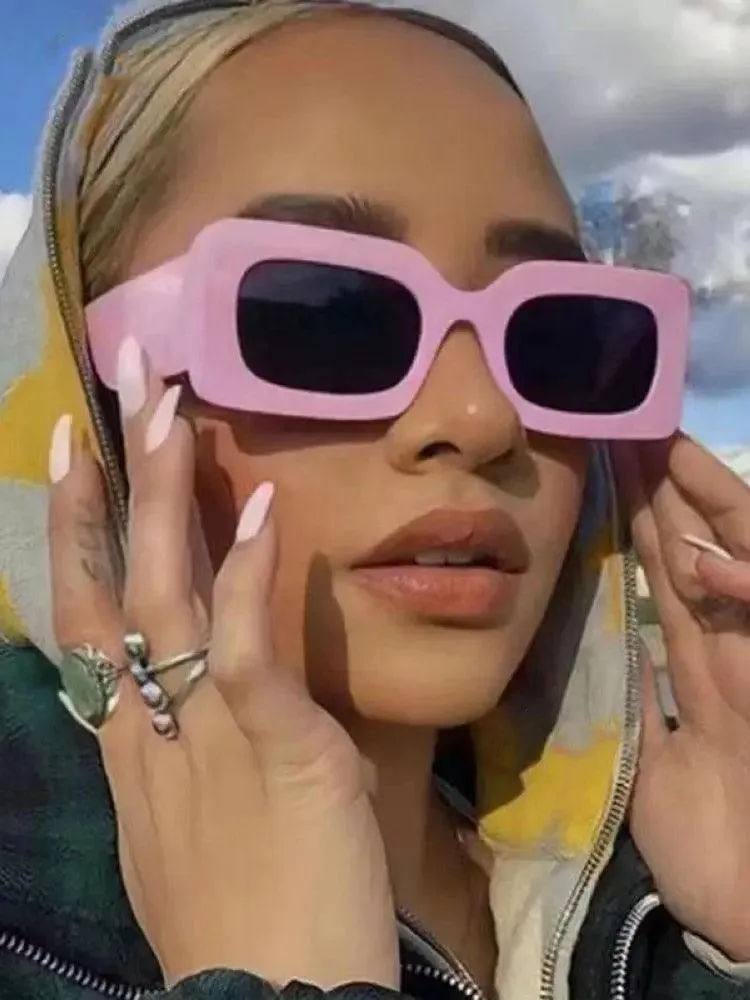 Vintage UV400 Rectangle Frame Sunglasses