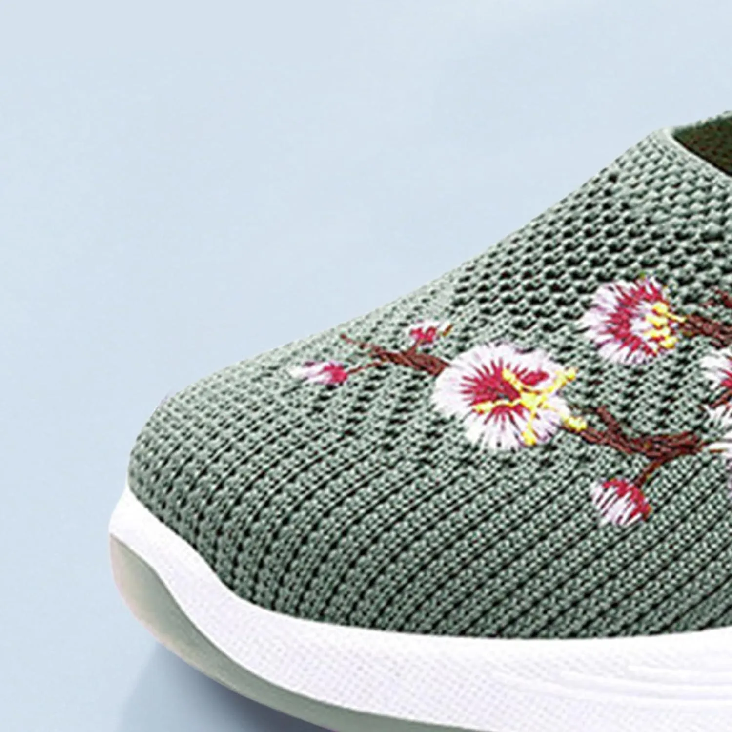 Walking Shoes Women Lightweight Breathable Knit Mesh Flat Loafers Comfy Mary Jane Non Slip Memory Foam Mom Walking Nurse Shoes Casual Soft Cushion Sneakers