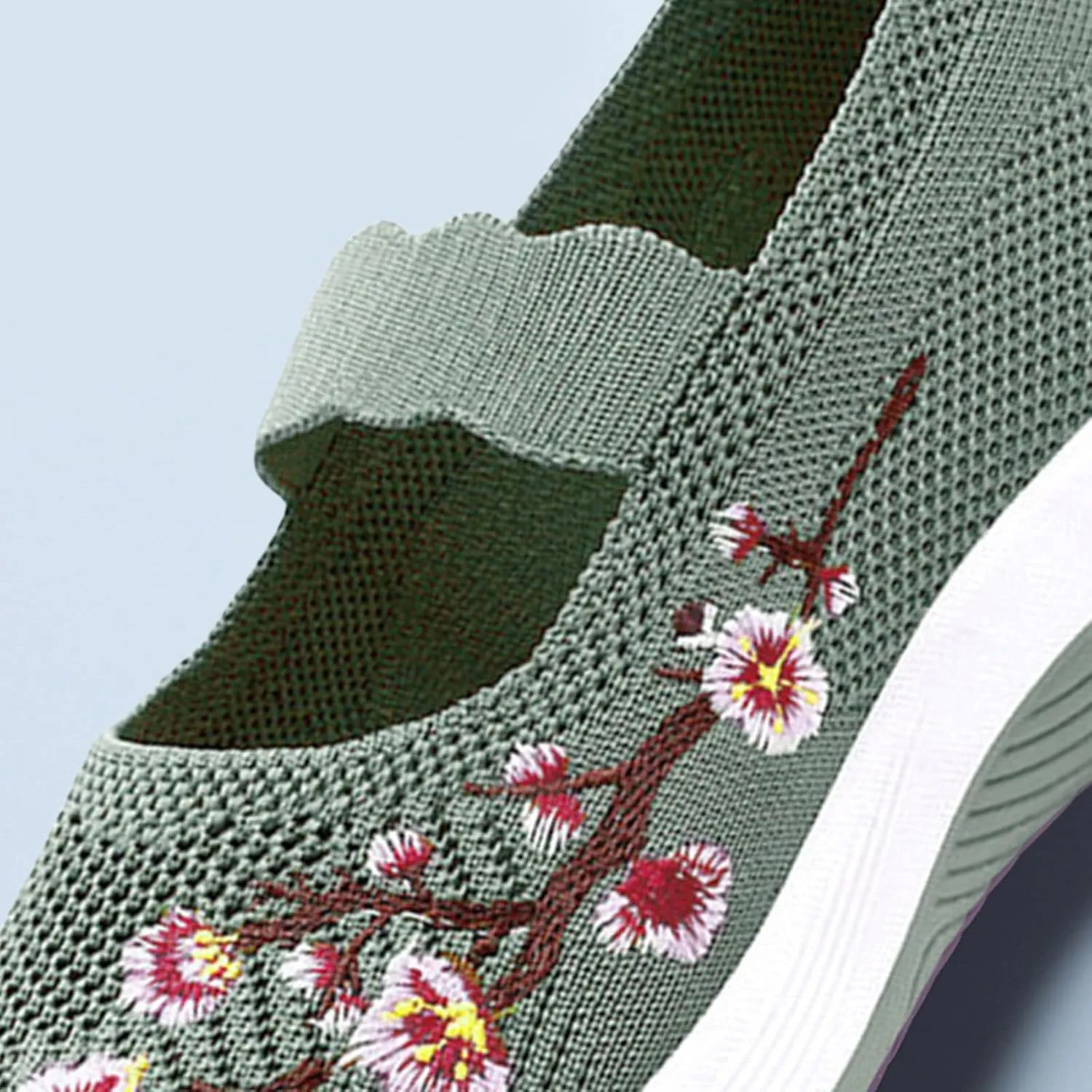 Walking Shoes Women Lightweight Breathable Knit Mesh Flat Loafers Comfy Mary Jane Non Slip Memory Foam Mom Walking Nurse Shoes Casual Soft Cushion Sneakers